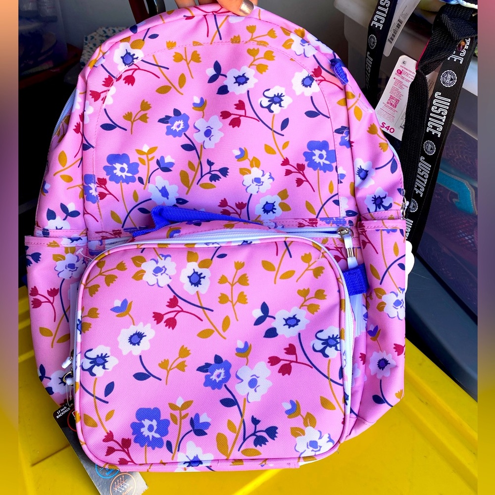 New Flower Backpack with matching lunch box set!